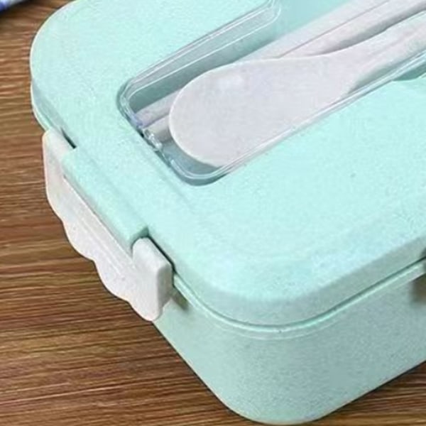 Madkasse Multirum Miljøvenlig Bærbar Bento Box til Student Hjem Skole Kontor Grøn