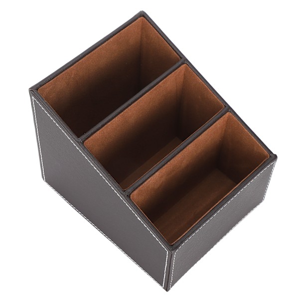 Skrivbord Förvaringslåda i Konstläder, Organizer för Kontorsmaterial, Multifunktionell, Kaffefärg, 3 Fack