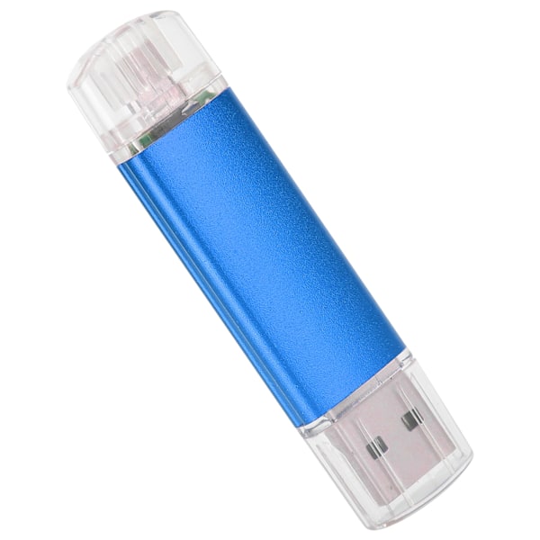2 i 1 USB Flash Drive OTG USB2.0 U Disk Høj Kapacitet Datalagring Memory Stick Blå128GB