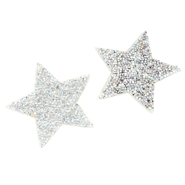 10 st Rhinestone Star Applikation Stryk på kläder Patch för Klänning Skor Väska Hatt (AB Färg)