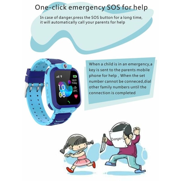 1,44" Kids Smart Watch LBS SOS Positioning Two Way Voice Intercom Elektroniskt staket IP67 Vattentät Watch, S9 Rosa