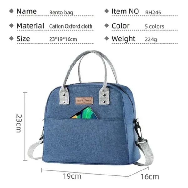 Suurikapasiteettinen Thermal Lunch Bag Malubero Blue Lunchbox sisämateriaali on EVA