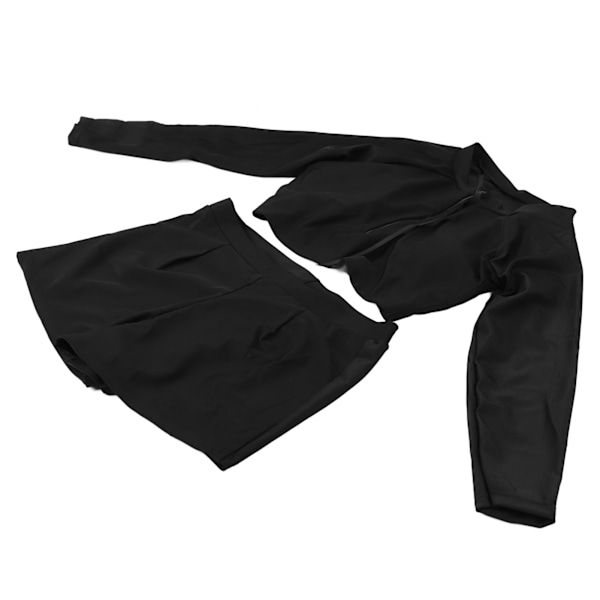 Kvinder Separerer Langærmet Badedragt Sort Højtaljet Design Polyester Kvinder Todelt Badetøj til Piger Kvinder