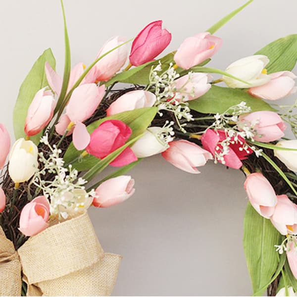 【NX】Tulpankrans Dekorativ tulpankrans Konstgjord tulpankrans Dekorativ blomsterkrans