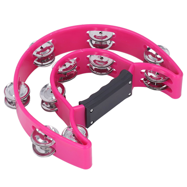 Musikal Tambourine Half Moon Double Row Jingles Handheld Percussion Drum för KTV Party