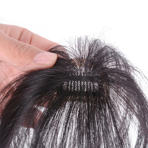 Bangs Hårklämma Verklighetstrogna Kompatibel medfina ansiktskontur 3D Real Human Hair Bangs Mörkbrun