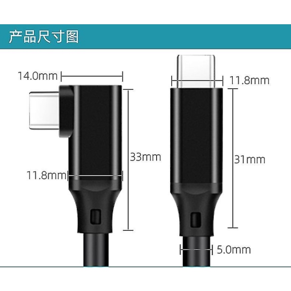 Elbow Vr Cable Type-c Datakaapeli Usb3.1 Dual Male 4k Video Projection Cable 3.20gen2 Hands Tour Line Style 1 2M