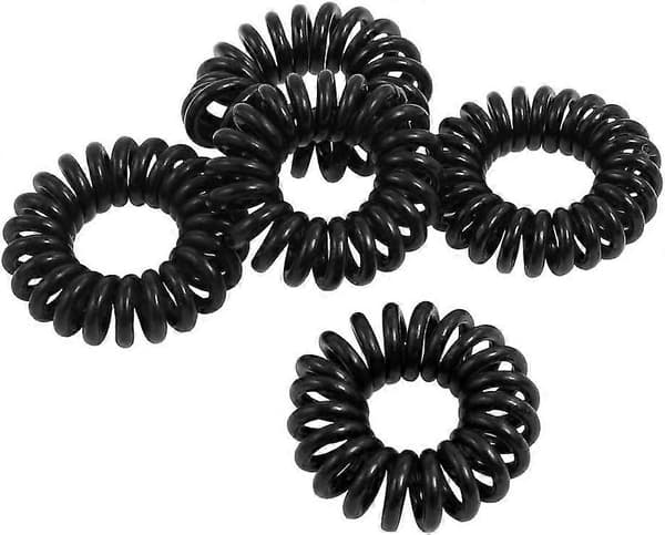 Svarta plastiga elastiska spiralformade telefonhårband Hästsvanshållare 10-pack Elastiska spiralformade hårband