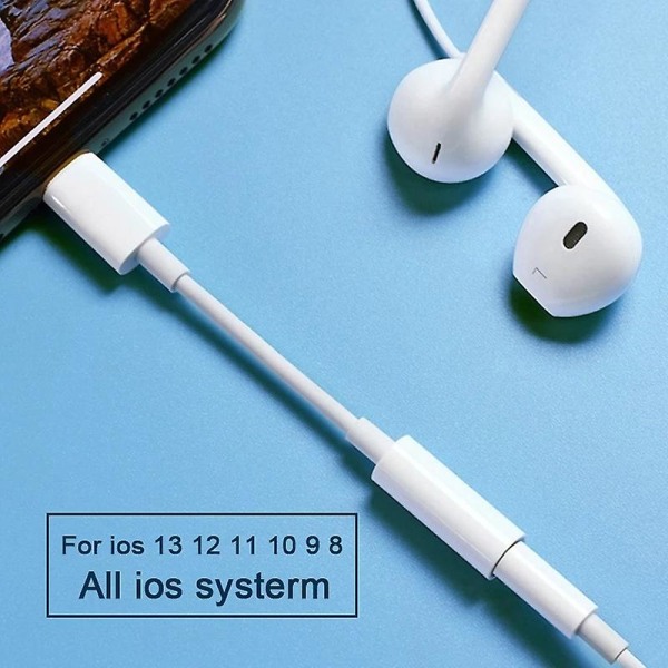 Til Ios Hovedtelefonadapter Til Iphone 13 12 11 X 8 7 Plus Aux Audio Splitter Til Belysning Til 3,5 mm Adapter Hovedtelefonstik Kabel 1PCS White