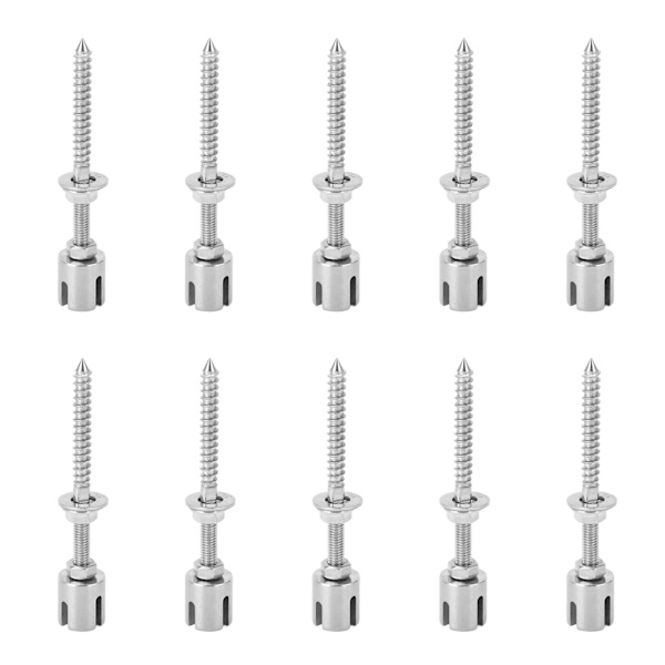 10 stk. krydskabelklemmer 316 rustfrit stål korrosionsbestandige krydskabelklemmer med gevindstang til reb under 3/4 mm 3 mm / 0,12 tommer