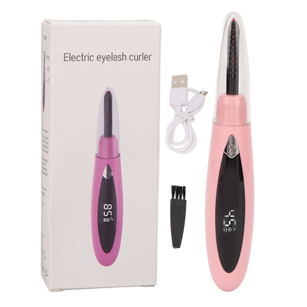 Elektrisk uppvärmd ögonfransböjare USB uppladdningsbar 3 växlar Bärbar Långvarig Snabbuppvärmning Lash Curlers Rosa