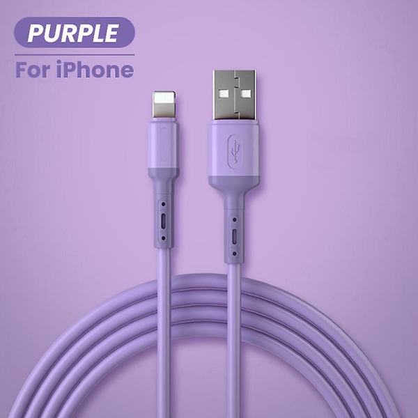 USB -kaapeli iPhonelle 14 13 12 11 Pro Max Xr Xs 8 7 6s 5s Pikalatauslaturi USB -johto Nestemäinen silikonikaapeli 1/1,5/2m PURPLE FOR iPhone 1.5m