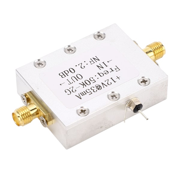 Bredbåndsforstærker 50K‑2GHZ LNA-forstærker Lav støj 31dB Høj forstærkning DC 9‑15V tilbehør
