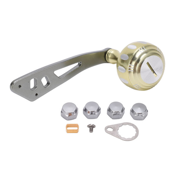 Handtag för fiskerulle Metall Power Handtag Knopp Byte av grepp med monteringsdelar för baitcasting trumrulleChampagne Gold