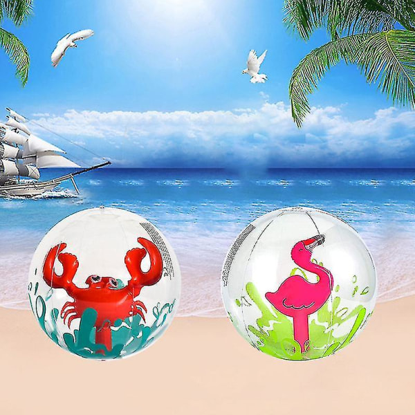 2 stykker 3d Crab Fire Bird Transparent Sports Oppustelig Panel Beach Ball