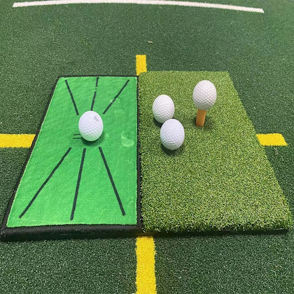 2 i 1 Græsmatte til Golf - Bærbar og Foldbar Slagmatte til Driving, Chipping og Putting Øvelse Indendørs og Udendørs