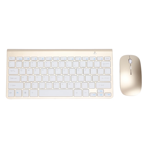 Tangentbord Mus Combo Trådlös 2.4G USB Ultraslim Bärbar Ergonomisk, slitstark tangentbord och mus för Notebook ComputerGold