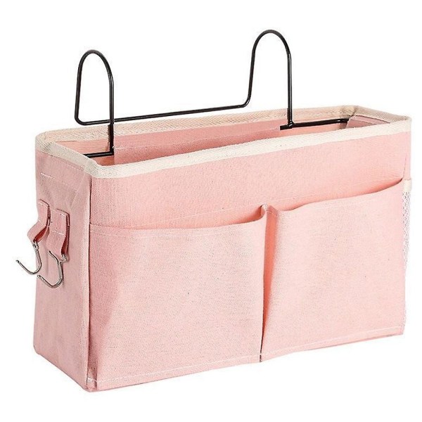 Oppbevaringspose ved nattbord med kroker Multifunksjons hengende organiseringskasse pink