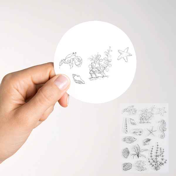 Genomskinlig stämpel skärning Die Klart gummi DIY Journal Sea Horse Conch Havsbotten mönster Craft