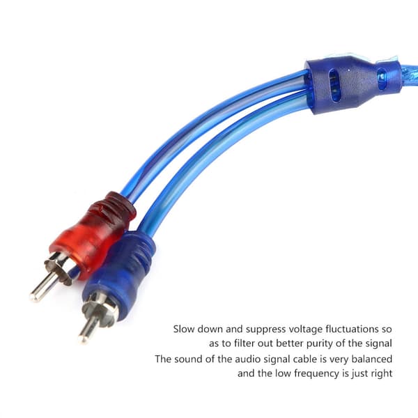 【NX】5 Meter AUTO Bil Blå Transparent RCA Audio Interconnect Kabel Ultra Fleksibel