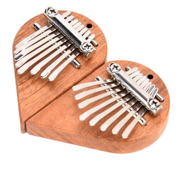 2st 8-tangenter tumpiano Bärbart trä Kalimba hänge Hjärtform Mini Finger Instrument (hjärtform (vänster höger))