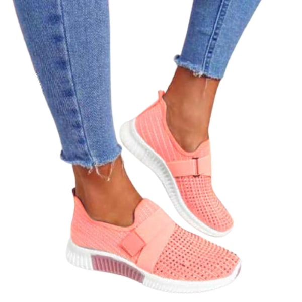 Women's Fashion Sneakers Light Pink Platform Slip-on Shoes Orthopedic Sole