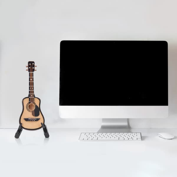 Miniatyr akustisk gitarrmodell Mini trägitarrdekoration Musikinstrument Modell8cm