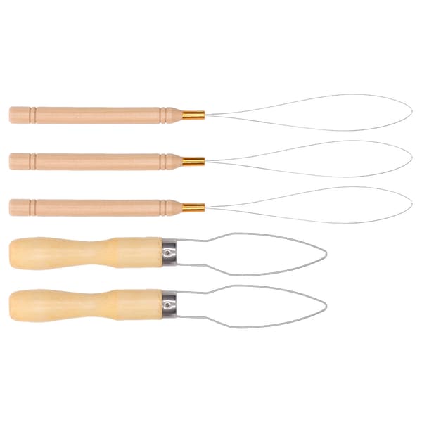 5 stk. Hårforlengelsesløkke Nål Treder Wire Pulling Hook Bead Tool for å lage knapper Elastiske bånd Trekksnorer