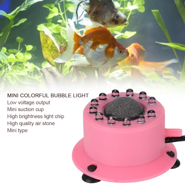 Plastik Rosa Akvarium Fuldtætning LED Farverig Nedsænkelig Boblelys Fiskekummer Belysning Dekoration Ornament 100-240V US Stik