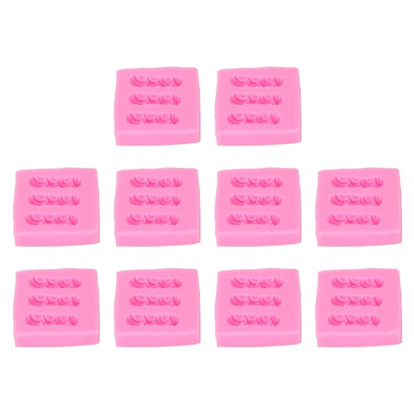 10 stk. Silikone Bageform Multifunktionel Høj Temperaturbestandig DIY Kiks Chokolade Slik Form Pink