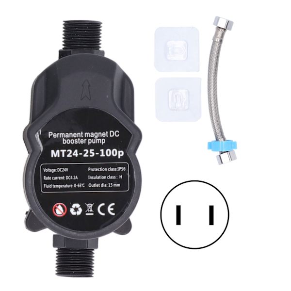 Boosterpumpe Automatisk Vandtryksshower Boosting Recirkulerende Vægfæste 24VDC 100‑240V US-stik