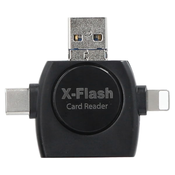 XT‑60 Mobiilikortinlukija 4 in 1 OTG Tallennuslaajennus Android/Type‑c/IOS Musta