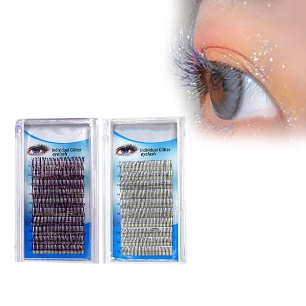Glitter-ripsienpidennykset 0,15 mm C Curl yksittäiset ripset Glitter-kiilto irtoripset