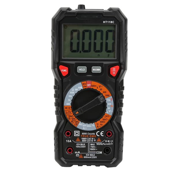 【NX】Multimeter Meter 6000 Count Digital Automatisk räckvidd Sant Effektivt värde Amperemeter HT118C
