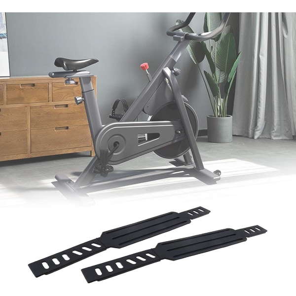 12 x 1-4/5" Justerbar fast cykelpedalstrop til hjemmet, fitnesscentret, aerobic træning - sort (1 x / 2 par)