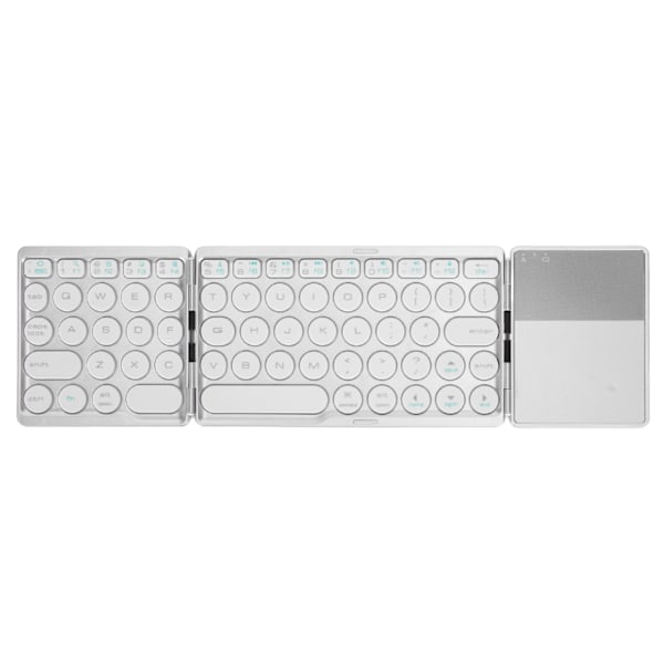 Rund nyckel Bluetooth vikbart tangentbord med pekplatta Universal 140mAh trådlöst 64 tangenter vikbart tangentbord Silver