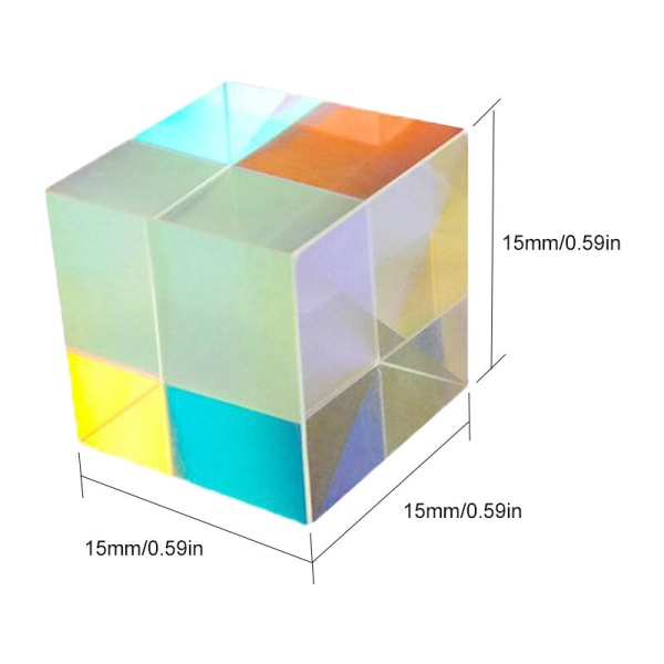 X-Cube RGB Splitter Combiner Optisk Dispersion K9 Prism Sekssidet lysende farvet glasprisme 15*15*15mm, model: 15X15X15mm