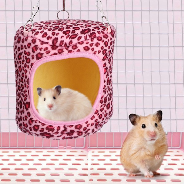Puuvillainen hamsteri lämmin riippumatto riippuva nukkumispesä oravalle siilille marsulle chinchillalle kaneille Vaaleanpunainen leopardi