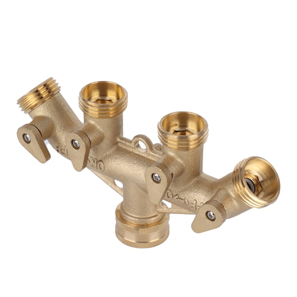 G3/4 Messing 4-vejs Havevandingsfordeler Kugleventil Slangetilpasning Vandhane Ventilforbindelse