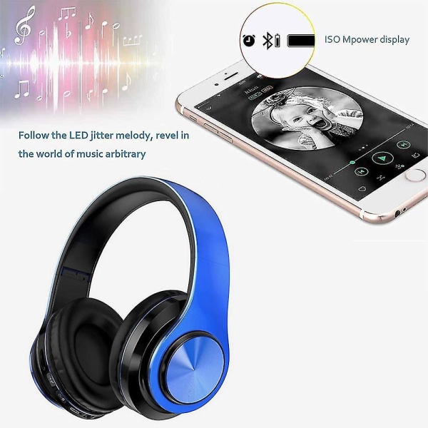 Bluetooth kuulokkeet Langattomat kuulokkeet korvalla mikrofonilla Blue-Black