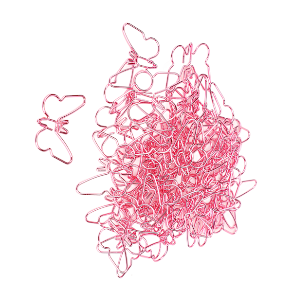 50 stk Rosa sommerfugle gem Tegnede farvebelægning Innovative søde gem til kontor Hjemmeskole
