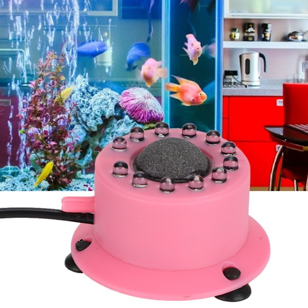 Plastik Rosa Akvarium Fuldtætning LED Farverig Nedsænkelig Boblelys Fiskekummer Belysning Dekoration Ornament 100-240V US Stik