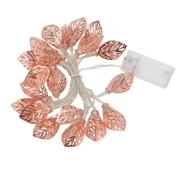 Rose Gold String Lights 20 LED-lampor Vattentät batteridriven urholkade lövlampor String Party Dörr inomhus