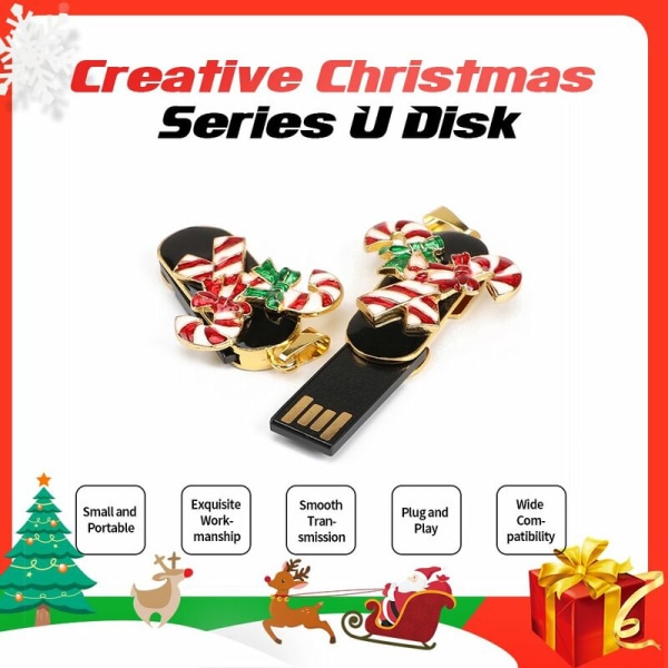 Christmas Series USB Key USB2.0 Mini USB Key, Kompakt, Portabel, Anti-förlust, Höghastighetsöverföring, 128GB Crystal Candy