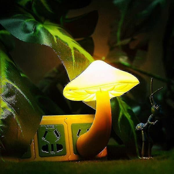 2x LED Nattlampe Soppformet Vegguttak Lampe EU-plugg Varmhvit Lysstyrt