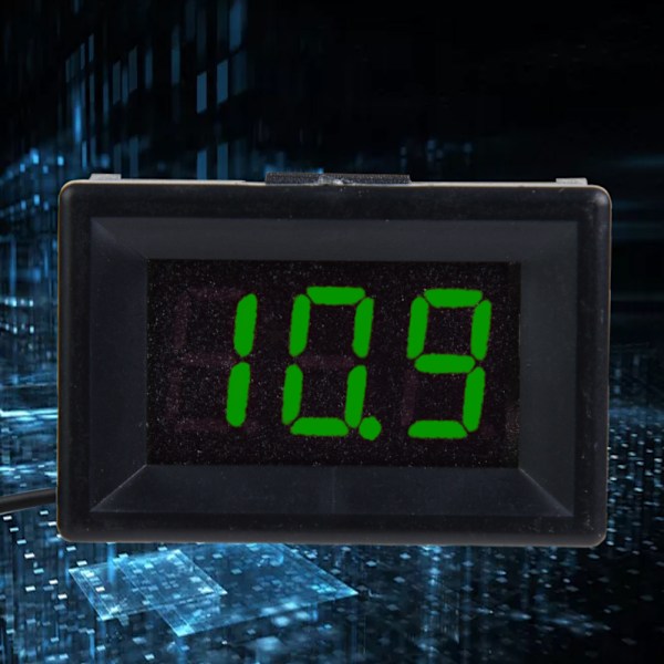 Digitalt voltmeter 0,36 tommer to-leders DC 2,4-30V LED-display spenningsmåler Vanntett (grønn)