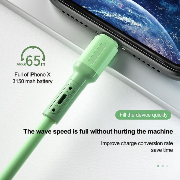 Usb Kabel Til Iphone 14 13 12 11 Pro Max Xr Xs 8 7 6s 5s Hurtig dataopladning Oplader Usb Wire Ledning Flydende Silikone Kabel 1/1,5/2m PURPLE FOR iPhone 2m