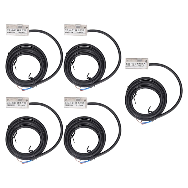 5 st Magnetisk närhetssensor 2 trådar Normalt öppen typ Magnetisk omkopplare närhetssensor 300mA AC 80‑250V