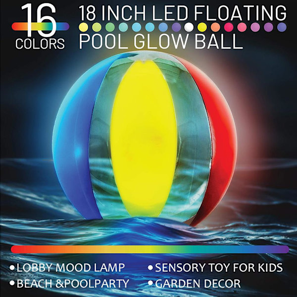 Uppblåsbar LED Light Up Beach Ball Fjärrkontroll 16 ljusfärger Ball Pool Spel för vuxna Barn för Beach Pool Party