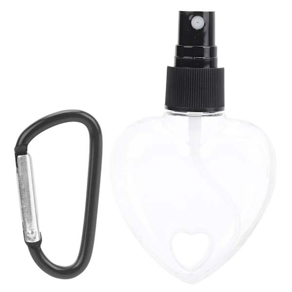Rejse tom sprayflaske med nøglering 50 ml transparent hjerteformet plastikbeholder Sort spraydysespids